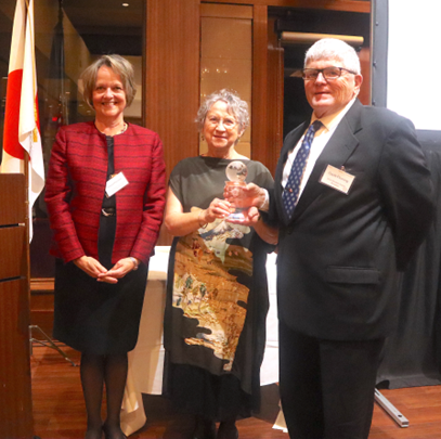 2022 Mondale Award Recipients, Judith and Gayle Fleming. Mirja Hanson, Mondale Award Committee member